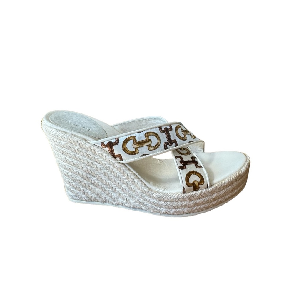 NWOT Gucci Horsebit Bamboo Espadrille Wedges